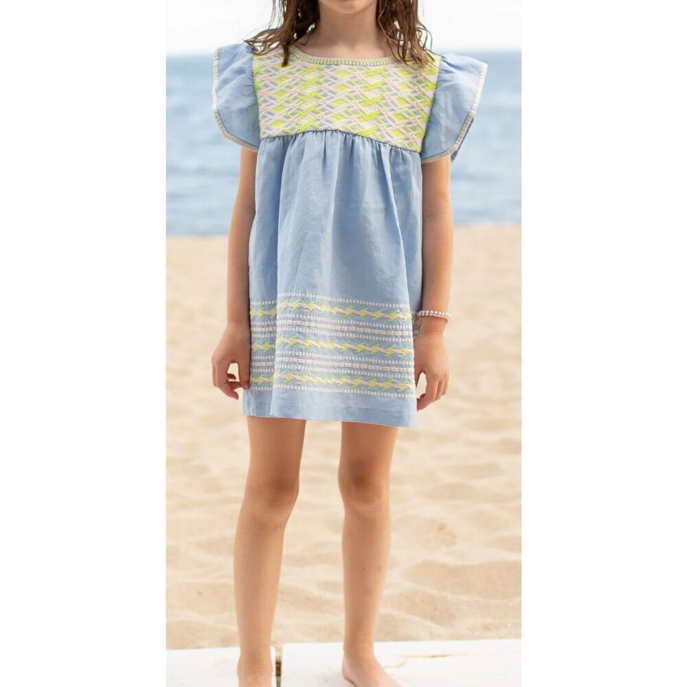 The Coast Brand Girls Stinson Dress - Blue/Green/Light Blue, Sz 4, $168 A42